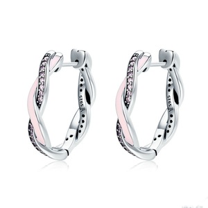Silver plating Pink Twist of Fate Hoop Earrings for Women Fashion Earrings Jewelry