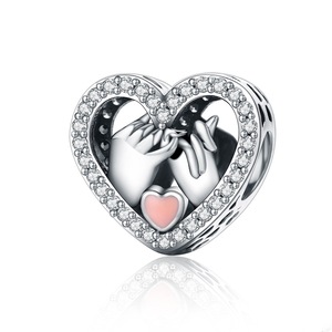 Silver plating Promise for Love Heart Beads Fit Charm Bracelet DIY Jewelry Gift
