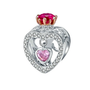 Silver plating Queen & Princess Crown Beads Love Heart Charms Fit Bracelets Bangles Jewelry