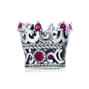 Silver plating Queen's Crown Pink Charm Beads Fit Women Bracelets Bangle DIY Jewelry Bead