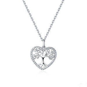 Silver plating Radiant Tree of Life Heart Pendant Necklace for Women Family Gifts Jewelry