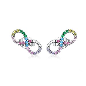 Silver plating Rainbow Color Infinite Love Stud Earrings for Women Jewelry