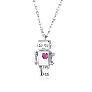 Silver plating Robot Lover Couple Pendant Necklace and Heart Jewelry