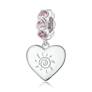 Silver plating Romantic Heart Beads Pendant Charm for Women Bracelet or Neckalce Jewelry