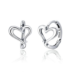 Silver plating Romantic Heart Love Shape Hoop Earrings for Women Fashion Earrings Jewelry