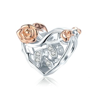 Silver plating Rose Flower Beads Charms for Bracelet DIY Jewelry Women Jewelry