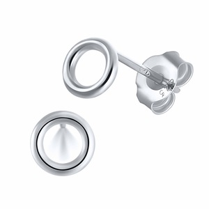 Silver plating Round Circle Stud Earrings for Women Jewelry Simple Geometric Tiny Small Earrings