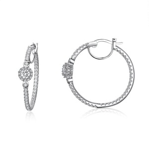 Silver plating Round Stud Earrings for Women Jewelry