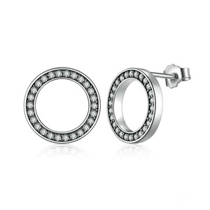 Silver plating Round Stud Earrings with Jewelry
