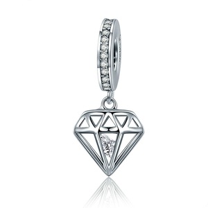 Silver plating Shining Heart Dangle Beads Fit Charm Bracelet Pendant DIY Jewelry Gift