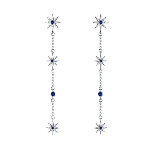 Silver plating Shining Star Long Chain Drop Earrings for Women Wedding Earrings Jewelry