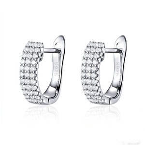 Silver plating Shining Stud Earrings for Women Wedding Jewelry