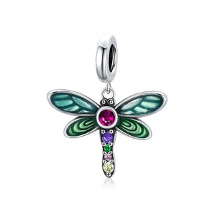 Silver plating Shiny Dragonfly Charm for DIY Bracelet or Bangle Jewelry Beads