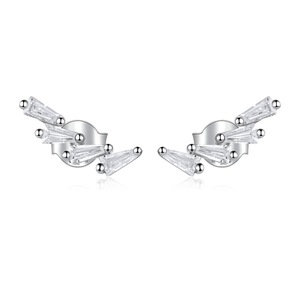 Silver plating Shiny Snowflakes Stud Earrings for Women Gift Jewelry