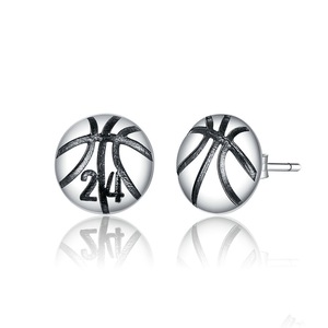 Silver plating Simple Basketball Stud Earrings for Women Number 24 Fashion Earrings Jewelry
