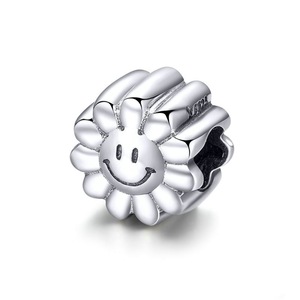 Silver plating Smile Sunflower Sunny Face Charms Beads Fit Bracelets DIY Jewelry