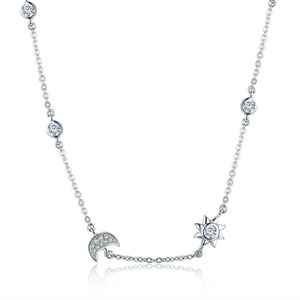 Silver plating Sparkling Moon and Star Exquisite Pendant Necklaces for Women Jewelry Gift