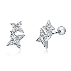 Silver plating Sparkling Star Meteor Stud Earrings for Women Fashion Jewelry