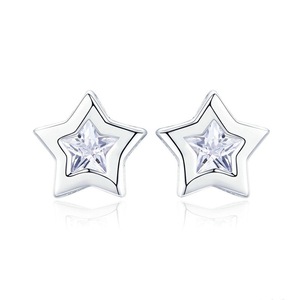 Silver plating Sparkling Star Stud Earrings for Women Fashion Earrings Jewelry