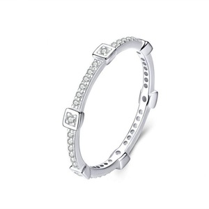 Silver plating Square Wedding Rings Finger Round Fashion for Women Jewelry Gift _8