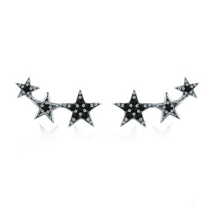 Silver plating Stackable Star Black Earrings for Women Fashion Jewelry Gift