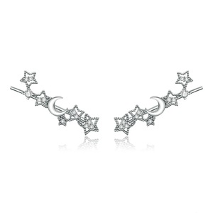 Silver plating Stars and Moon Stud Earrings for Women Jewelry