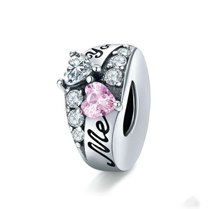 Silver plating Sweet Heart Ring-shape Bead Charm for Women DIY Bracelet Wedding Statement Jewelry