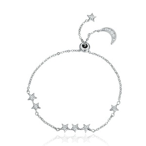 Silver plating Sweet Whisper of Moon & Star Link Bracelet Jewelry