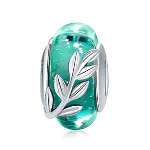 Silver plating Tree Leaves Green Leaf Beads Fit Charm Bracelets & Bangles DIY Jewelry