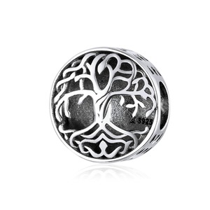 Silver plating Tree of Life Charm for Bracelet Openwork Vintage Beads for Jewelry