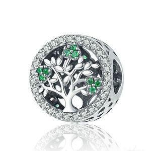 Silver plating Tree of Life Dazzling Round Charms Beads Fit Women Bracelet Jewelry