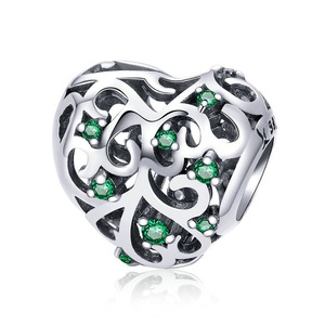 Silver plating Tree of Life Leaves Heart Pave Beads Fit Women Charm Bracelets & Necklace DIY Jewelry