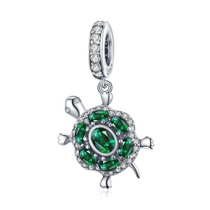 Silver plating Turtle Green Tortoise Animal Charms Fit Charm Bracelets Necklaces Jewelry