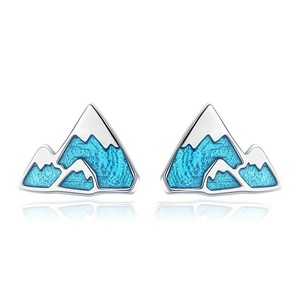Silver plating Unique Iceberg Small Blue Stud Earrings for Women Jewelry Gift