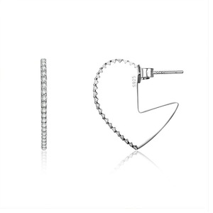 Silver plating Valentine Heart Stud Earrings for Women Jewelry