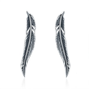 Silver plating Vintage Feather Wings Cuff Drop Earrings for Women Earrings Jewelry