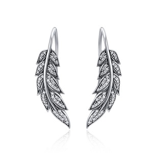 Silver plating Vintage Feather Wings Long Drop Earrings for Women's Jewelry