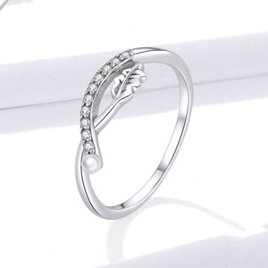 Silver plating Vintage Leaf Elegance Flower Finger Rings for Women Jewelry _8