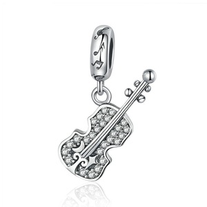 Silver plating Violin Guitar Music Bead Charms Pendant Fit Charm Bracelet Jewelry Gifts