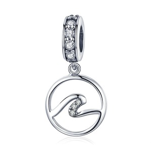 Silver plating Wave Geometric Pendant Charms Fit Bracelets & Necklaces Jewelry