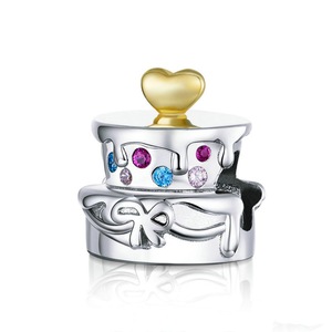 Silver plating Wedding Party Cake Charm for Women Bracelet DIY Jewelry