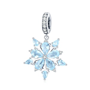 Silver plating Winter Snowflake Blue Elegant Charms Pendant Fit Necklaces Pendant Jewelry