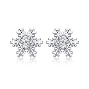 Silver plating Winter Snowflake Exquisite Stud Earrings for Women Fashion Wedding Engagement Jewelry