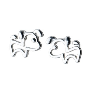 Silver plating Women Jewelry Fashion Cute Tiny Hollow Dog Stud Earrings for Girls
