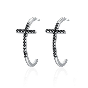 Silver platingClassic Cross Black Drop Earrings for Women Jewelry