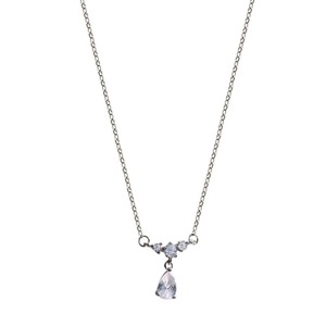 Silver Water Drop Necklace Shiny Collarbone Chain Jewelry Birthday Gift Female