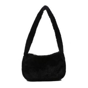 Simple Design Women Soft Plush Shoulder Bags Winter Furry Ladies Clutch Purse Handbag Fashion Female Baguette Underarm Bag