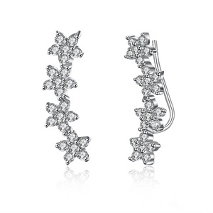 Simple Flower Ear Studs Silver plating Woman Earrings Fashion Jewelry for Friends