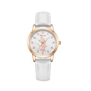 Simple Mickey Mouse Minnie Kids Watch Fashion Trend Quartz Watch Student Belt Watch-White