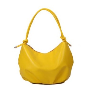Simple Solid Color Pleaded Crossbody Handbags Casual Bandage PU Leather Women Shoulder Underarm Bag Pouch Large Capacity Travel